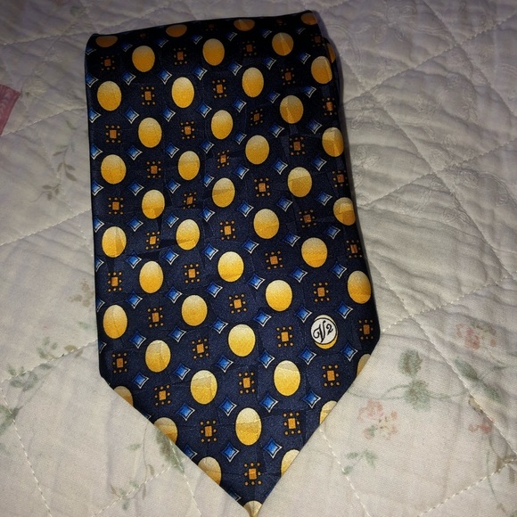 Versace Gold and Blue Silk Accessory Tie - Picture 1 of 9